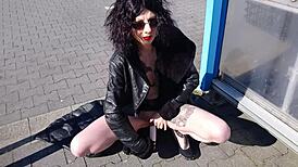 Lucy ravenblood fucks with dildo outdoors