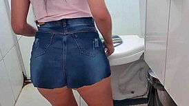 i'm getting a massage from this big tits girl on all fours, her mini skirt riding up as she cleans the floor, panties stuck in her ass, leading to masturbation and sex with my big cock