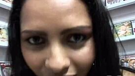 Latina visits video store for porn, gets creampied by attendant