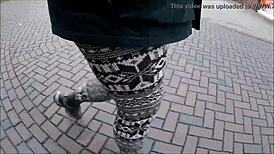 Outdoor fetish with norwegian leggings