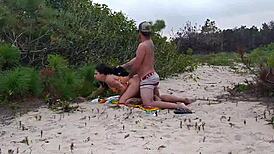 caught couple fucking on african beach with crossdressing cum