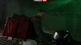 Novinha's Exciting Towel Encounter With Pizza Delivery Cum Facial.