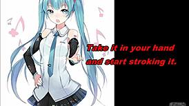 Miku from anime guides edging and cum eating instructions