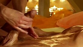 Blonde milf relaxes with intimate massage and big cock play