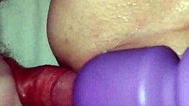 Tight shaved ass fucked while vibrator teases clit