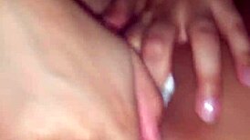 Latina amateur touches her shaved pussy