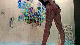 Beautiful model masturbates to wild orgasm after Christmas photoshoot session