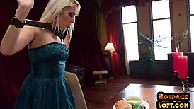 milking the sensitive slave's xxl cock in bound bdsm session!