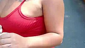 Look at this hot wife teasing on the street with femdom vibes!