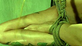 Hogtied Submissive Suspended for Rough Toy Play