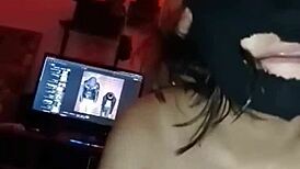 Latina prostitute bent over in doggystyle anal with monster cock cumshot