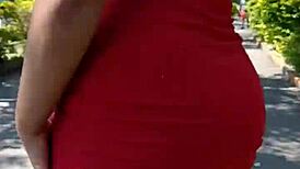 Look at this hot wife teasing on the street with femdom vibes!