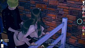 lazy personality ai girl play video with busty himeko in island life 3dcg eroge.