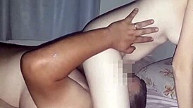 wife sits on husband's face, making him suck her wet pussy