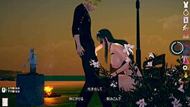 lazy personality ai girl play video with busty himeko in island life 3dcg eroge.