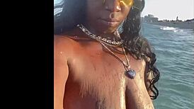 Day At The Beach With Big Ass Milf Natural Tits Ebony Mature