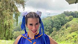 Chun-Li Sucks Dick and Twerks Anal in Public Outdoor Cosplay Scene