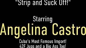 want to see angelina castro strip and suck my cock? she asks, ripping clothes off