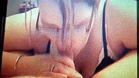 BBW wife gives intense blowjob leading to facial cumshot