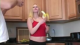 Topless antics of Petite blonde