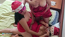 Hot Chicks Celebrate Christmas With Group Fun