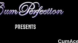 Randy model eats all the cum on her face