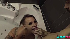 Uncover The Secrets Of This Porn Shoot With Tattooed European MILF Licking And Blowing Before Cumshot!