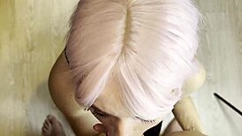 Pretty petite teen sucks dick in pov