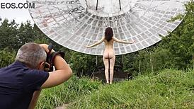 Public nude photography session near old space radar