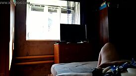 Chubby bbw wife pleasures herself for amateur window cleaner voyeur