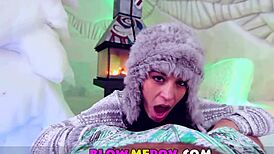 sloppy blowjob in the snow, sucking that cock hard from pov