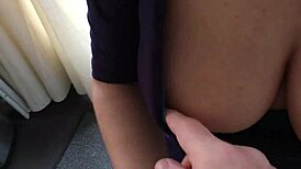 Old milf flashing in homemade household scene with cumshot