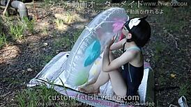 A Woman Inflates A Float In Fetish Close-Up Detail