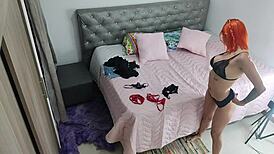 hidden cam spying on latina girl in dress and panties