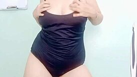 striptease with ripped clothes and shaved pussy?