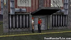 Hot 3D Redhead Gets Double Teamed!