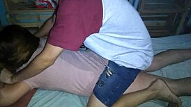 I give my latina milf girlfriend a sensual massage in her short pink dress, feeling every curve