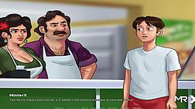 MILF Cartoon Gameplay: Visual Novel Cumshot