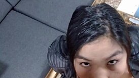 Latina Venus sucks cock deepthroat homemade