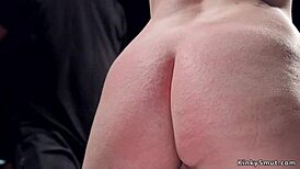 i'm the pawg blonde getting caned in this bondage device, oops