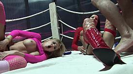 Angel Dark and Natali Dangelo getting fucked by boxers on the ring 😈