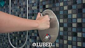 Lubed lena paul gets big dick in shower fun 🚿
