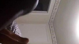 Ebony wife gives husband blowjob before ass fucking