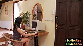 hey girls, let's strap on and peg this guy in heels and stockings 😈💦