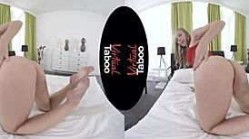 Blonde babe in virtual taboo masturbation pov