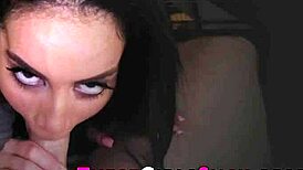 Teen in Stockings Sucks Cock