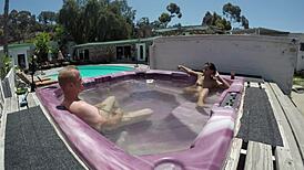 Wow! Dayanara strips bare in a steamy hot tub session!