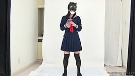 asian japanese babe explores saliva and tit fetish in hardcore session