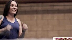 Hot brunette babe uses strap on to fuck asian's pussy, with toys and kissing 😘💋