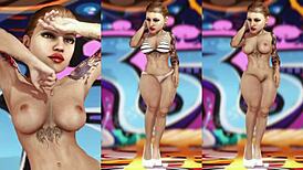 3D redhead Amanda's thick booty shines in backalley cartoon shoot. What a wild scene!